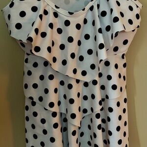 Navy Polka Dot Ruffled Tankini